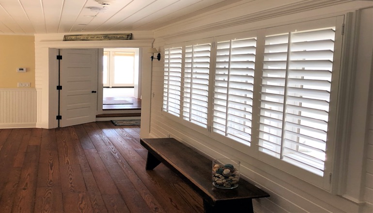 Faux wood plantation shutters in Boston